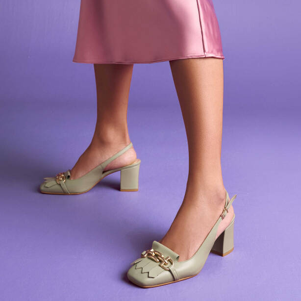 Yeşil Hakiki Deri Kadın Topuklu Ayakkabı - K25Y1AY67800-G81 