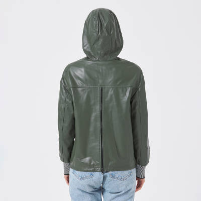 Yeşil Deri - Tekstil Kadın Deri Mont - K23KDM320390-Q4R - 3