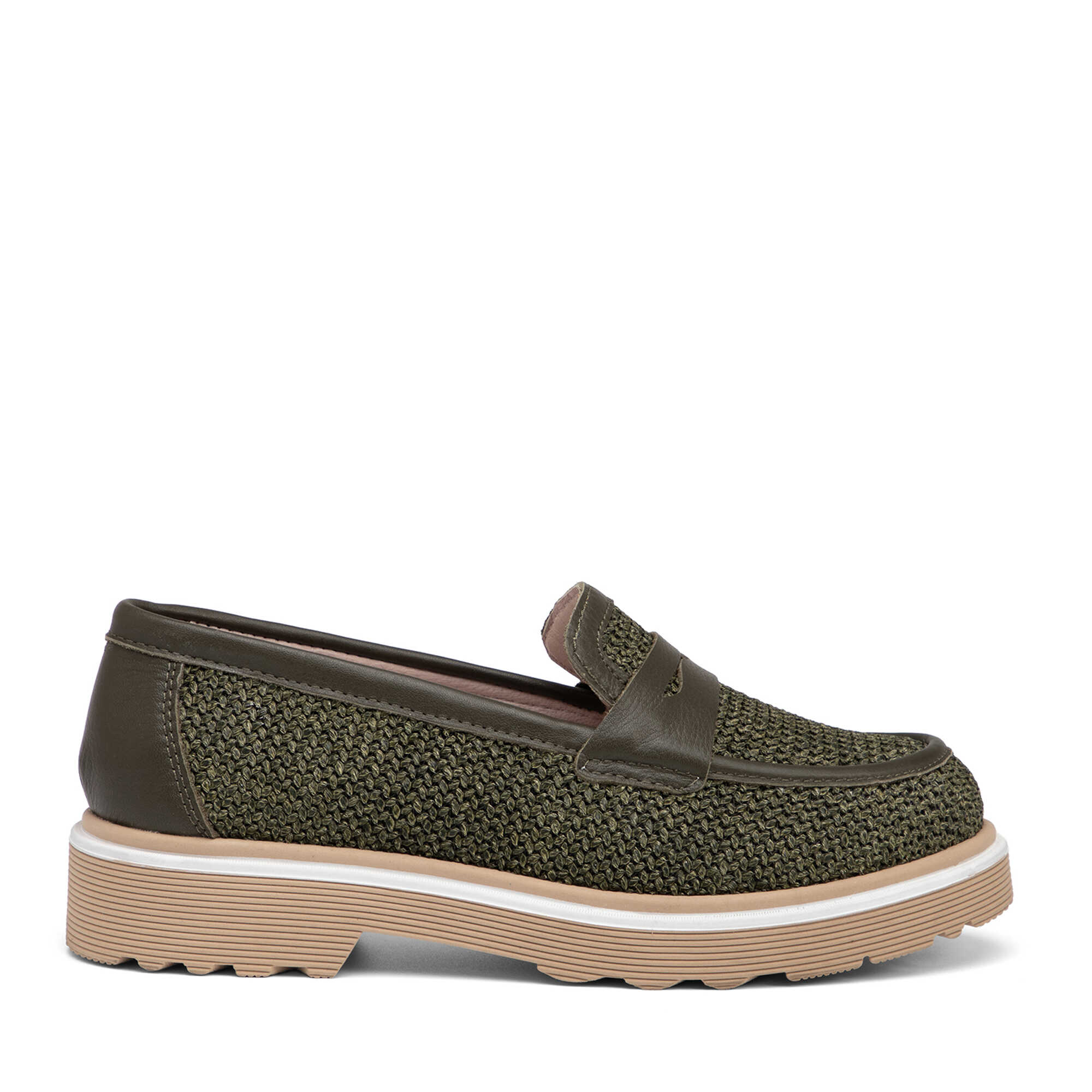 Yeşil Deri-Tekstil Kadın Loafer - K26I1AY68414-V2Q