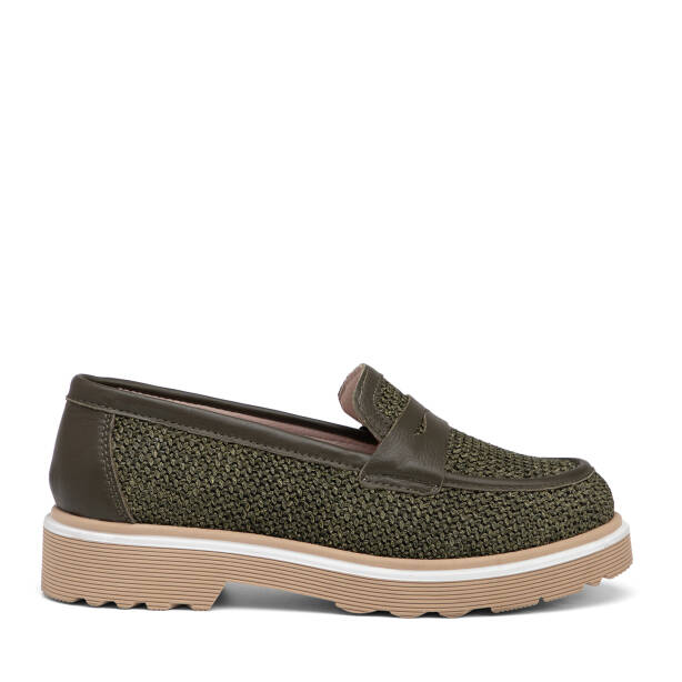 Yeşil Deri-Tekstil Kadın Loafer - K26I1AY68414-V2Q 