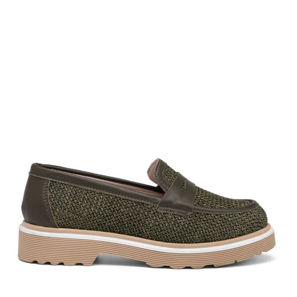 Yeşil Deri-Tekstil Kadın Loafer - K26I1AY68414-V2Q - 1