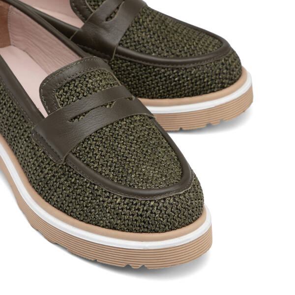 Yeşil Deri-Tekstil Kadın Loafer - K26I1AY68414-V2Q - 3