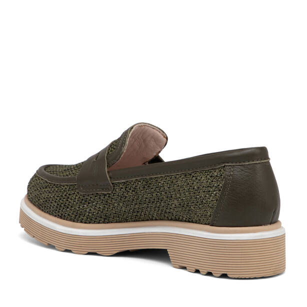 Yeşil Deri-Tekstil Kadın Loafer - K26I1AY68414-V2Q - 4