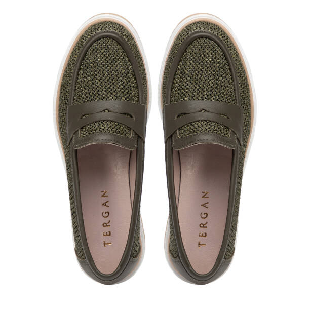 Yeşil Deri-Tekstil Kadın Loafer - K26I1AY68414-V2Q - 5