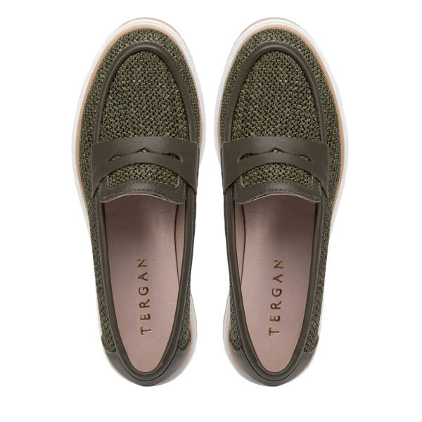 Yeşil Deri-Tekstil Kadın Loafer - K26I1AY68414-V2Q - 5