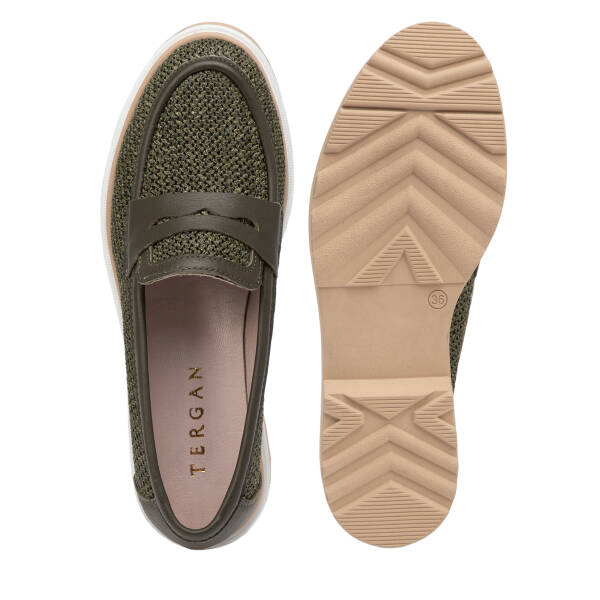 Yeşil Deri-Tekstil Kadın Loafer - K26I1AY68414-V2Q - 6