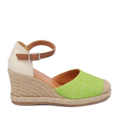 Yeşil Deri-Tekstil Kadın Sandalet - K24Y1SN67417-D7P - 3