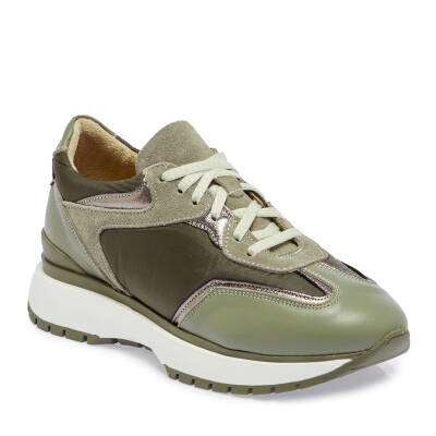  Yeşil Deri-Tekstil Kadın Sneaker - K24I1AY67492-H48 - 1