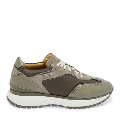  Yeşil Deri-Tekstil Kadın Sneaker - K24I1AY67492-H48 - 3