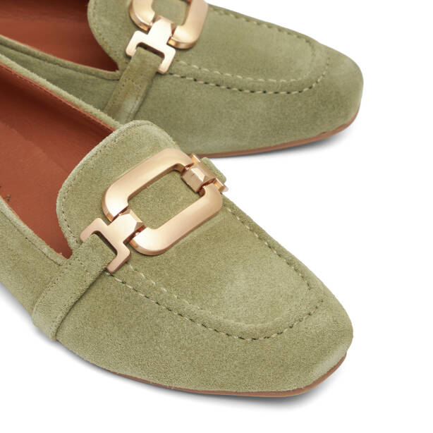 Yeşil Hakiki Süet Deri Kadın Babet - K26I1BB68490-O48 - 3