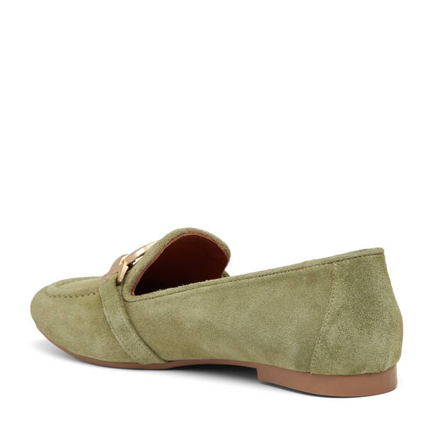 Yeşil Hakiki Süet Deri Kadın Babet - K26I1BB68490-O48 - 4