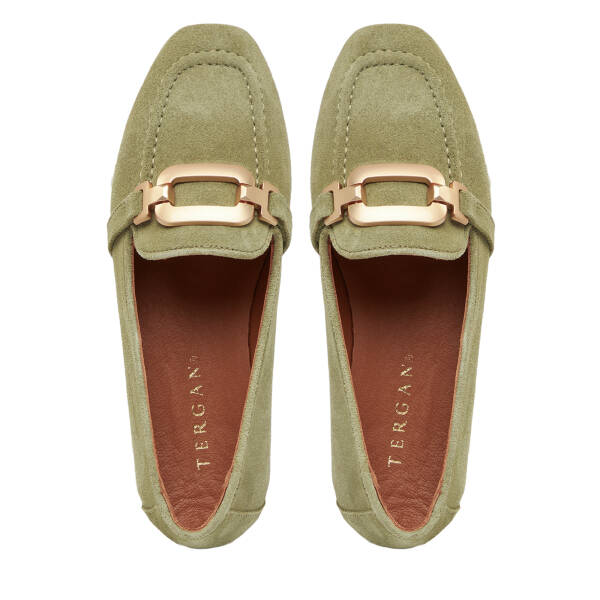 Yeşil Hakiki Süet Deri Kadın Babet - K26I1BB68490-O48 - 5