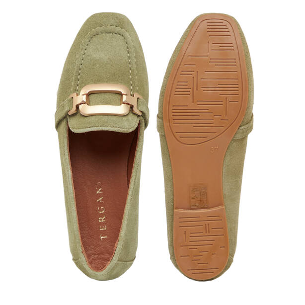 Yeşil Hakiki Süet Deri Kadın Babet - K26I1BB68490-O48 - 6