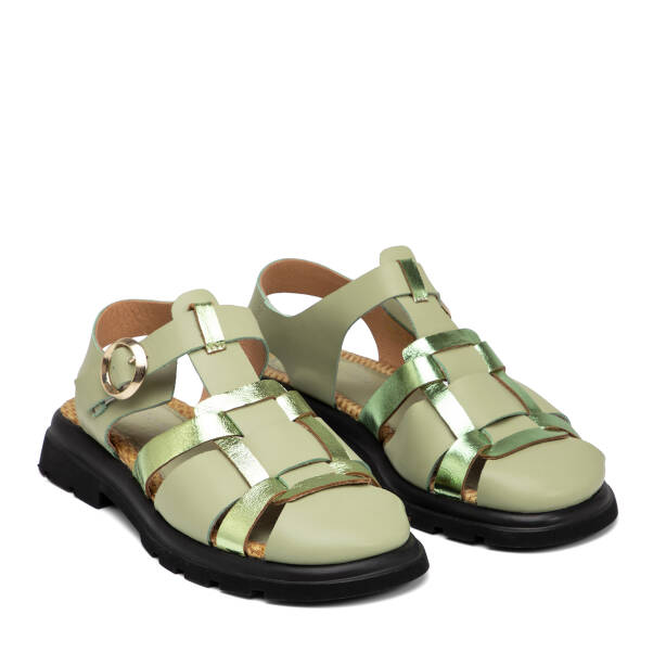 Yeşil Hakiki Deri Kadın Sandalet - K25Y1SN67958-G81 - 2