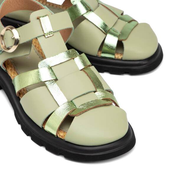 Yeşil Hakiki Deri Kadın Sandalet - K25Y1SN67958-G81 - 3