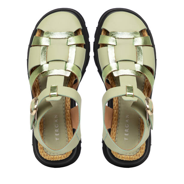 Yeşil Hakiki Deri Kadın Sandalet - K25Y1SN67958-G81 - 5