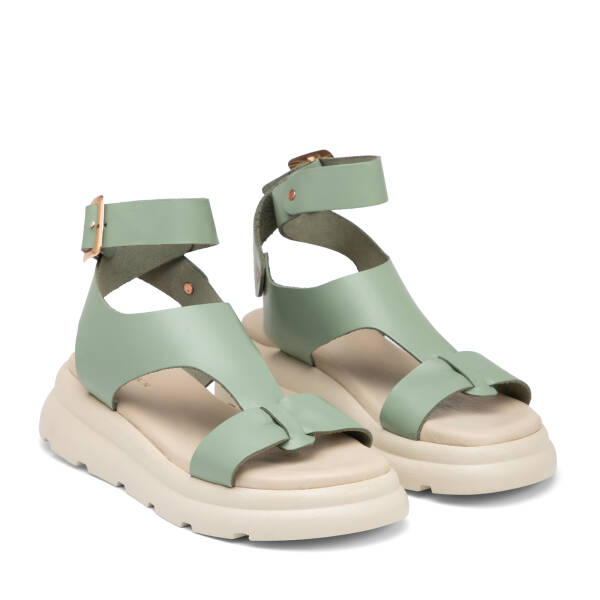 Yeşil Hakiki Deri Kadın Sandalet - K25Y1SN67991-Q5R - 2