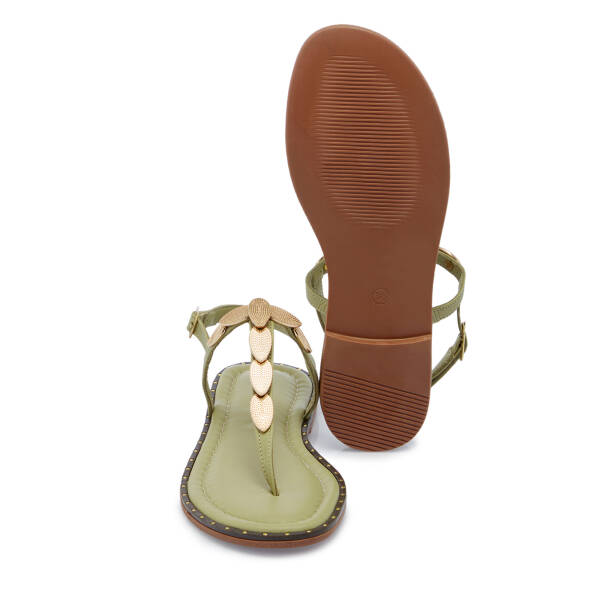 Yeşil Hakiki Deri Kadın Sandalet - K26Y1SN68430-S1J - 4