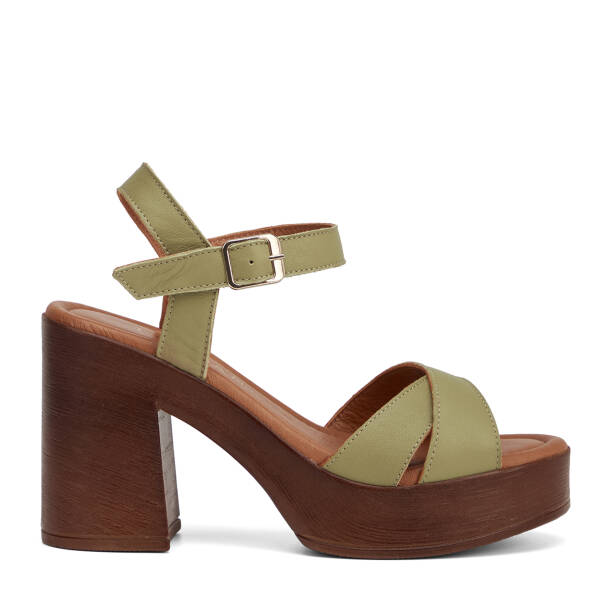 Yeşil Hakiki Deri Kadın Sandalet - K26Y1SN68477-G81 - 1