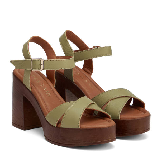 Yeşil Hakiki Deri Kadın Sandalet - K26Y1SN68477-G81 - 2