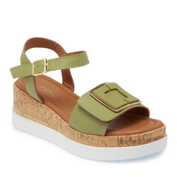 Yeşil Hakiki Deri Kadın Sandalet - K26Y1SN68479-G81 - 1