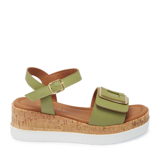 Yeşil Hakiki Deri Kadın Sandalet - K26Y1SN68479-G81 - 3