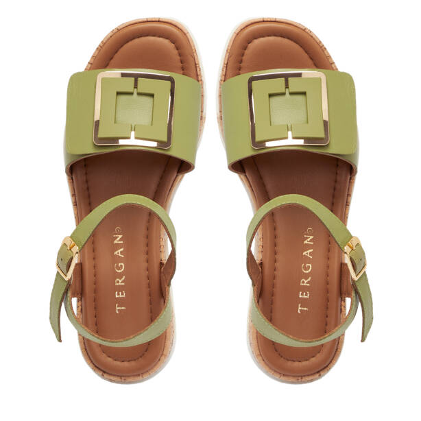Yeşil Hakiki Deri Kadın Sandalet - K26Y1SN68479-G81 - 5