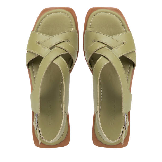 Yeşil Hakiki Deri Kadın Sandalet - K26Y1SN68660-G81 - 5