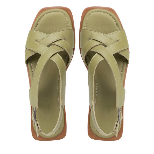 Yeşil Hakiki Deri Kadın Sandalet - K26Y1SN68660-G81 - 5