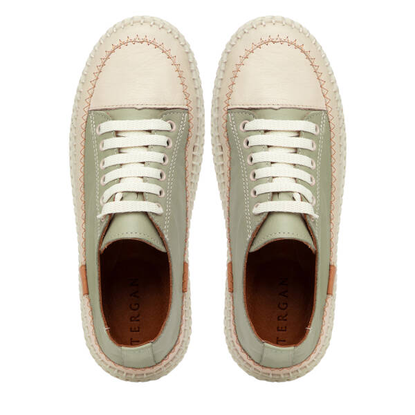 Yeşil Hakiki Deri Kadın Sneaker - K26I1AY68402-S1J - 5