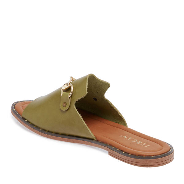 Yeşil Hakiki Deri Kadın Terlik - K26Y1TR68429-G81 - 3