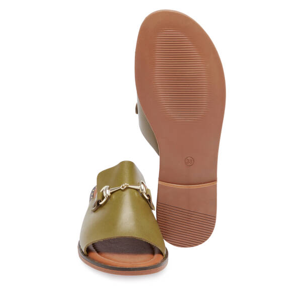 Yeşil Hakiki Deri Kadın Terlik - K26Y1TR68429-G81 - 4