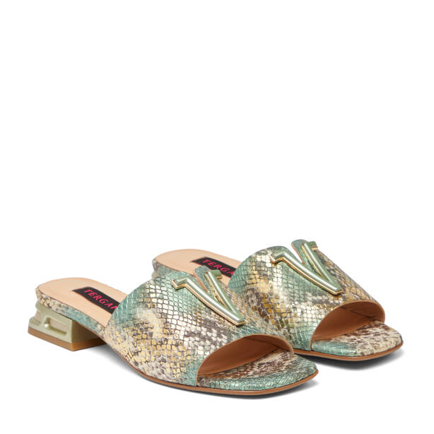 Yeşil Hakiki Deri Kadın Terlik - K26Y1TR68565-I3E - 2