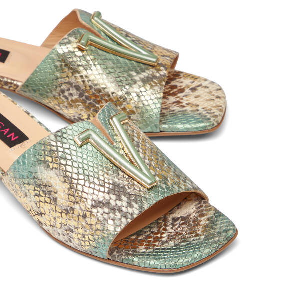 Yeşil Hakiki Deri Kadın Terlik - K26Y1TR68565-I3E - 3