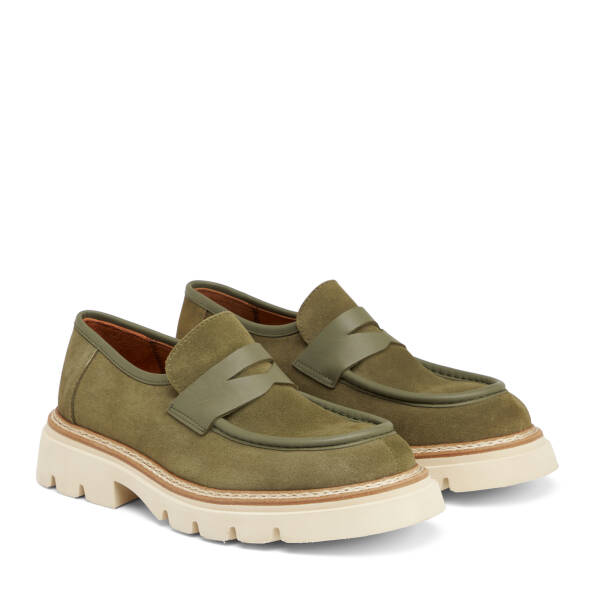 Yeşil Hakiki Süet Deri Erkek Loafer - E25I1AY57171-O48 - 2