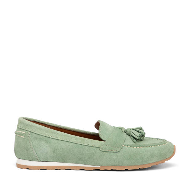 Yeşil Hakiki Süet Deri Kadın Loafer - K25I1AY68064-S2W 
