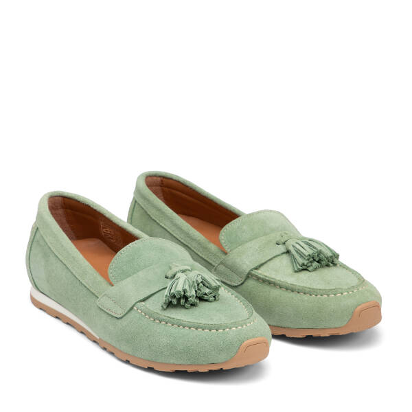 Yeşil Hakiki Süet Deri Kadın Loafer - K25I1AY68064-S2W - 2