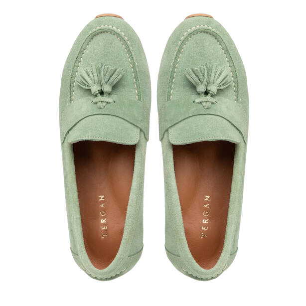 Yeşil Hakiki Süet Deri Kadın Loafer - K25I1AY68064-S2W - 5