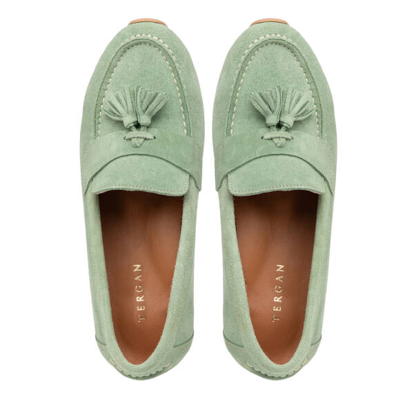 Yeşil Hakiki Süet Deri Kadın Loafer - K25I1AY68064-S2W - 5
