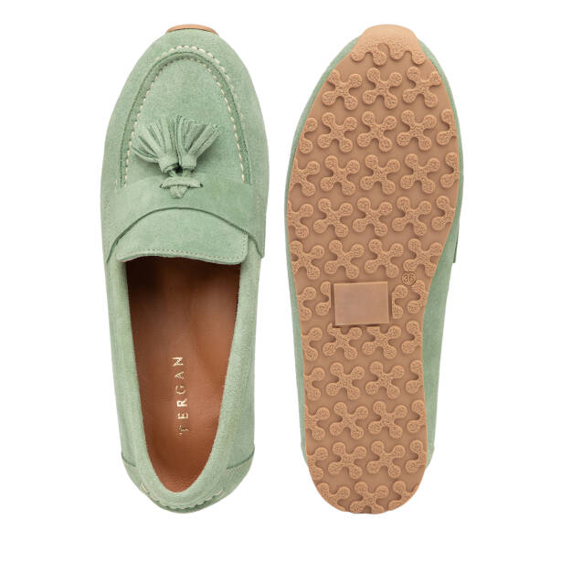 Yeşil Hakiki Süet Deri Kadın Loafer - K25I1AY68064-S2W - 6