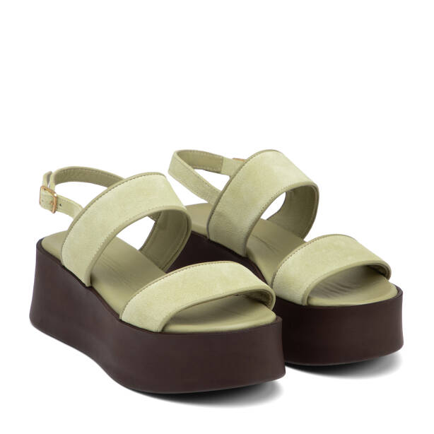 Yeşil Hakiki Süet Deri Kadın Sandalet - K26Y1SN68588-O48 - 2