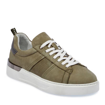  Yeşil Nubuk Deri Erkek Sneaker - E24I1AY56638-G98 - 1