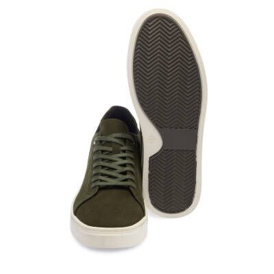  Yeşil Nubuk Deri Erkek Sneaker - E24I1AY56745-G98 - 4