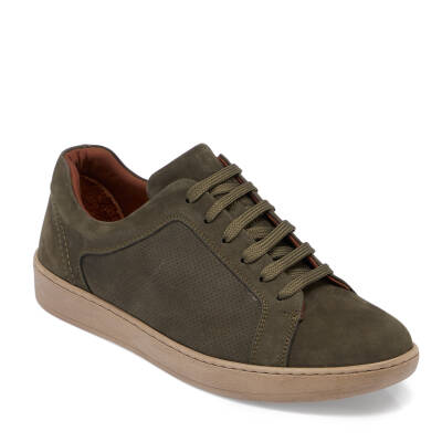 Yeşil Nubuk Deri Erkek Sneaker - E24I1AY56825-G98 - 1