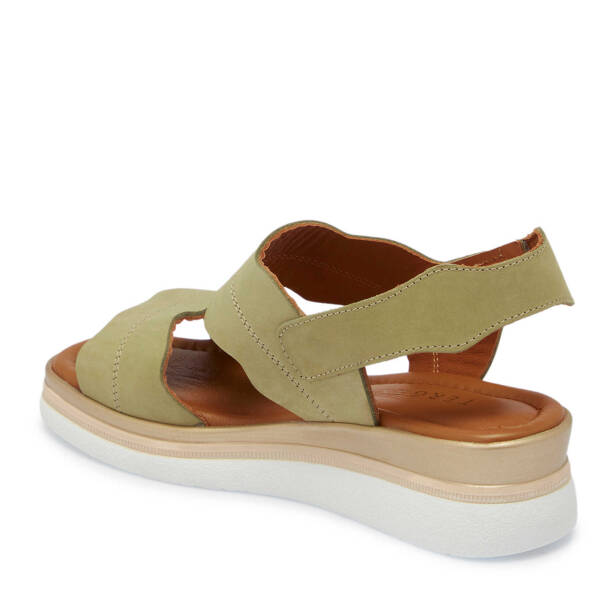 Yeşil Nubuk Deri Kadın Sandalet - K25Y1SN67853-K01 - Tergan