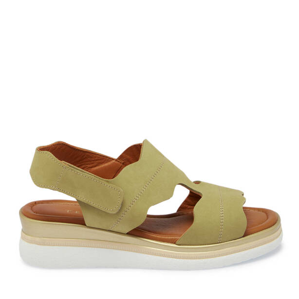 Yeşil Nubuk Deri Kadın Sandalet - K25Y1SN67853-K01 - Tergan