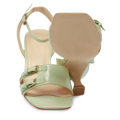 Yeşil Rugan Deri Kadın Topuklu Ayakkabı - K24Y1AY67185-B8R - 4