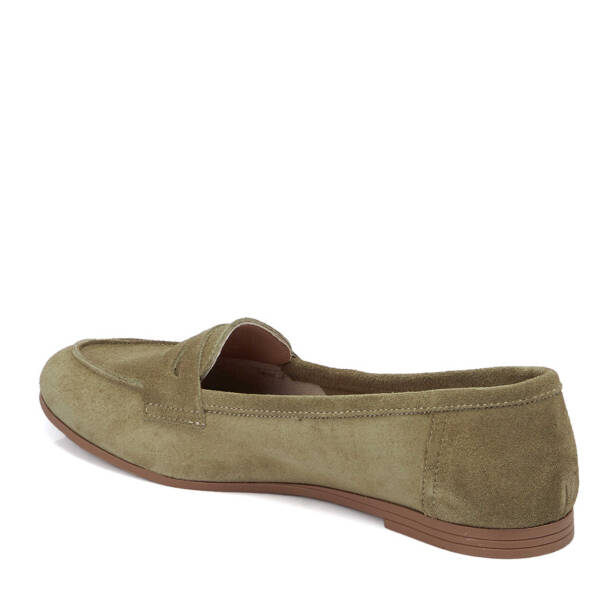 Yeşil Süet Deri Kadın Babet - K25I1AY67762-O48 - 2