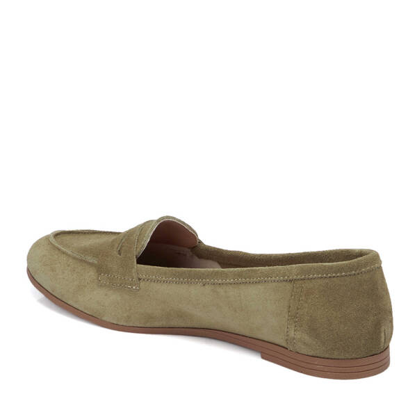 Yeşil Süet Deri Kadın Babet - K25I1AY67762-O48 - 2