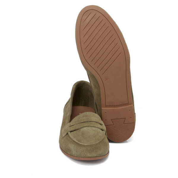 Yeşil Süet Deri Kadın Babet - K25I1AY67762-O48 - 4